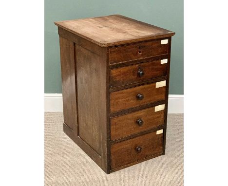 VICTORIAN MAHOGANY NARROW CHEST - having five drawers with turned knobs, 85cms H, 51cms W, 68cms D