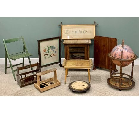 FURNISHING ASSORTMENT (10) - to include a drinks globe, wall clock, folding tray, firescreen ETC