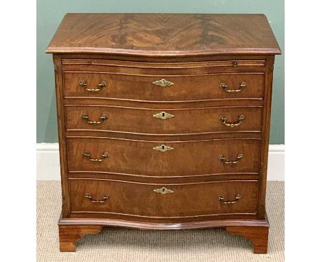REPRODUCTION MAHOGANY BACHELORS CHEST - with brush slider over four drawers, serpentine front, and on bracket feet, 78cms H, 