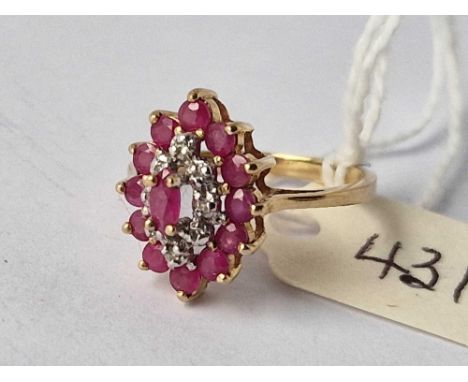 A ruby and diamond ring 9ct size L 2.3 gms