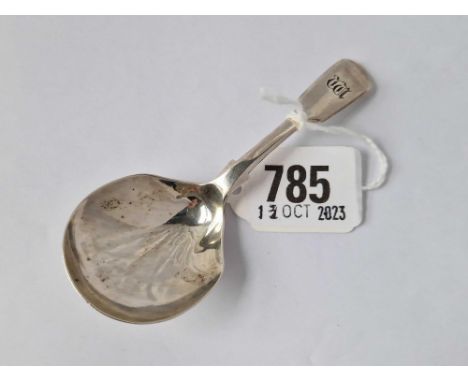 An Exeter silver caddy spoon, fiddle pattern 1847 by JW, JW, JW