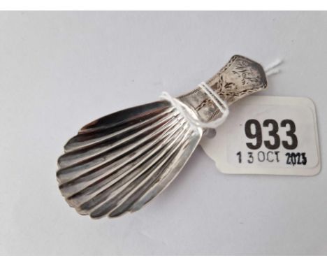A Georgian Exeter caddy spoon with shell bowl by J Hicks circa 1810
