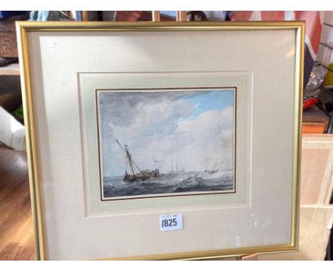 Late 18th Century School, Seascape with Shipping 5 ½ x 7 inch. Ex Colnaghi &amp; Co London