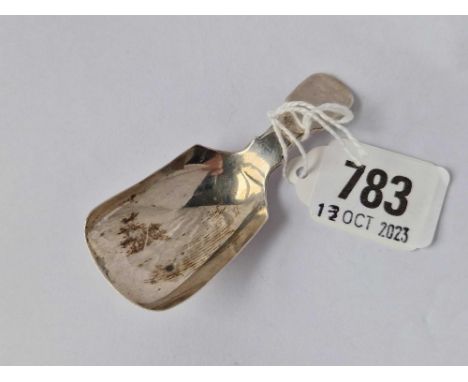 A Victorian Exeter caddy spoon, fiddle pattern with scoop bowl and possibly 1841 by WRS