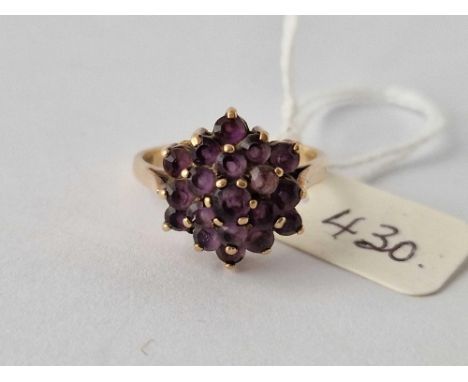 A amethyst cluster ring 9ct size P 3.8 gms