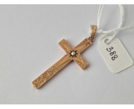A gold cross set with pearl 2.3 gms