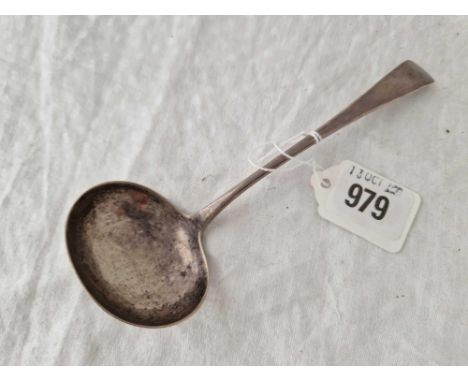 An Exeter Georgian sauce ladle plain OE pattern by RF, circa 1800