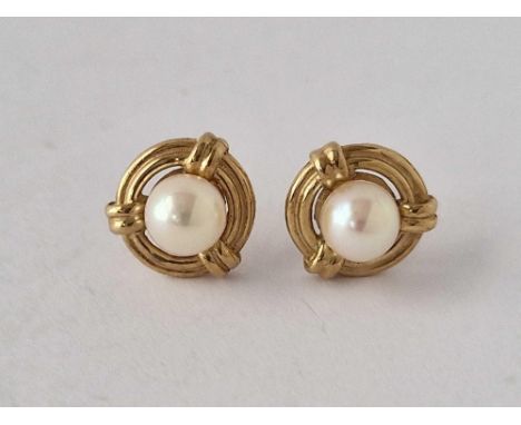 A pair of art nouveau pearl drop earrings 9ct 3.3 gms