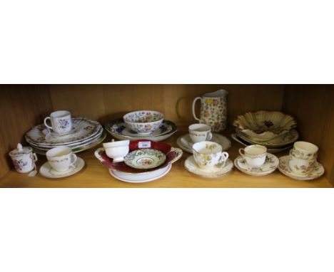 A collection of 19th and early 20th century tea cups, saucers and plates, including Royal Crown Derby, Royal Doulton, Paragon