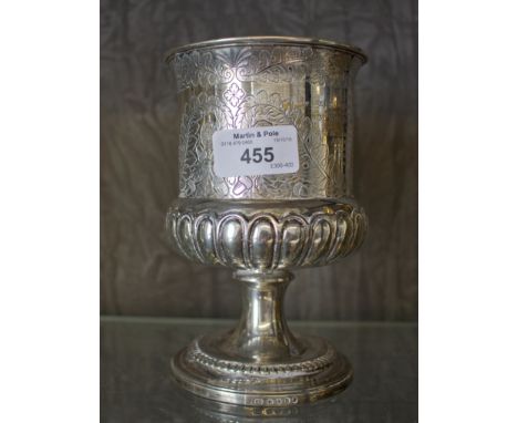 A Georgian silver chalice decorated with oak leaves and acorns 'Presented by Lieut. Colonel Robt. Pilkington of the Corps of 