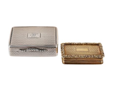 
	
		A WILLIAM IV SILVER RECTANGULAR VINAIGRETTE
		NATHANIEL MILLS, BIRMINGHAM 1834
		With engine turned decoration, engraved