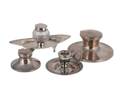 
	
		A COLLECTION OF SILVER ITEMS
		To include: a capstan inkwell by A. J. Poole, Birmingham 1995, of typical form, 13cm diam
