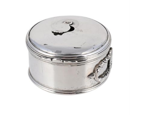 
	
		A GEORGE III SILVER BOUGIE BOX
		WILLIAM &amp; AARON LESTOURGEON, LONDON CIRCA 1770
		The domed cover with a cutter and 