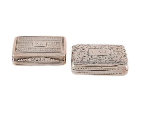 
	
		A WILLIAM IV SILVER RECTANGULAR VINAIGRETTE
		MAKER&#39;S MARK TS, BIRMINGHAM 1830
		Engraved with foliate decoration an