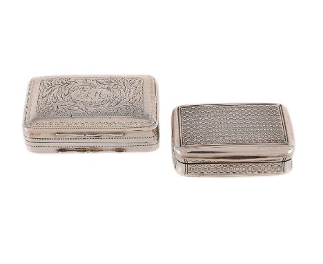 
	
		A GEORGE III SILVER RECTANGULAR VINAIGRETTE
		THOMAS &amp; JAMES PHIPPS II, LONDON 1816
		With engine turned decoration,