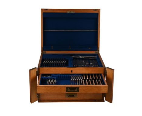 
	
		A CANTEEN OF SILVER FIDDLE AND THREAD PATTERN PART TABLE SERVICE
		VARIOUS MAKERS AND DATES:
		Some engraved with crests