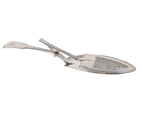 
	
		A GEORGE III SILVER FIDDLE AND THREAD PATTERN HINGED SERVING SLICE 
		WILLIAM ELEY I &amp; WILLIAM FEARN, LONDON 1807
		