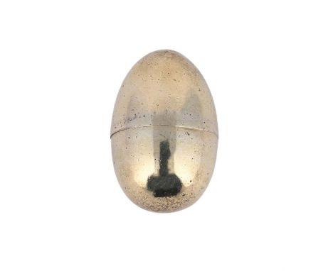 
	
		A GEORGE III SILVER EGG SHAPED NUTMEG GRATER
		MAKER&#39;S MARK WS, LONDON 1795
		Opening to a steel grater
		4.5cm high