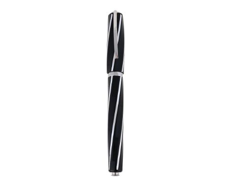 
	
		VISCONTI, DIVINA
		A BLACK STRIPED FOUNTAIN PEN, CIRCA 2009
		Cap and Barrel: Black lacquer and silver coloured wrythen 
