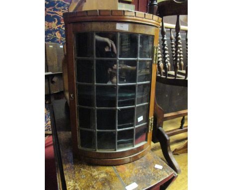 An Edwardian small glazed corner cupboard together with a Victorian walnut corner shelf, a mirror and a Victorian piano stool