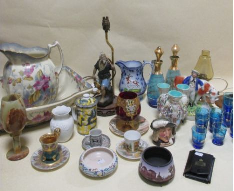 A collection of decorative ceramics and glassware, including Doulton, Poole, Staffordshire and Continental pieces, together w