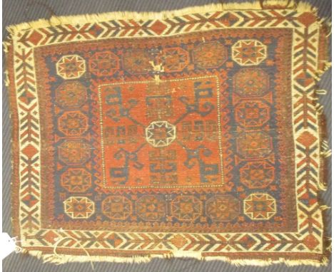 A Caucasian square rug, 87 x 69cm 