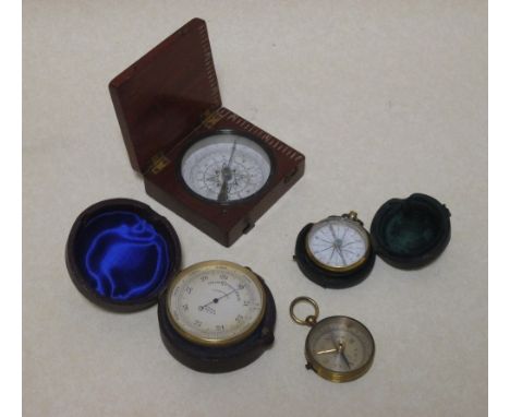 A compensated pocket compass by Ross, London, together with three compasses (4) 