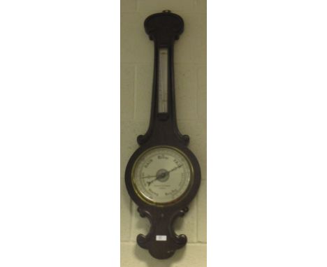 A Negretti and Zambra ebony cased banjo barometer 