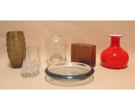 A collection of decorative glasswares, including Orrefors, Holmegaard 