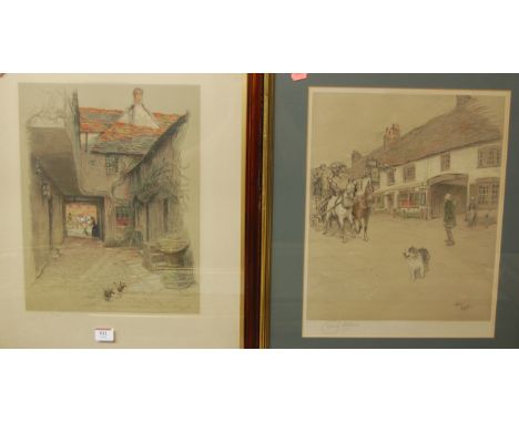 Cecil Aldin - Outside the Angel Inn, Fine Art Trade Guild, lithograph, signed in pencil to the margin, and with blindstamp, 3