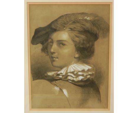 19th century school - Head and shoulders portrait of a gentleman, pencil and chalk on buff paper, 20 x 18cm; and three other 