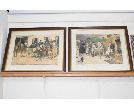 Cecil Aldin, two coloured prints, Sam Weller meets his long lost parents, and The Bull Hotel