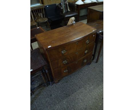 Late Georgian mahogany bow front three drawer chest