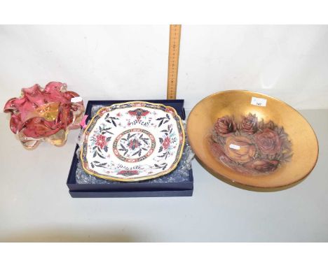 Art glass bowl together with a box of Royal Worcester dish and a further Marks &amp; Spencer bowl