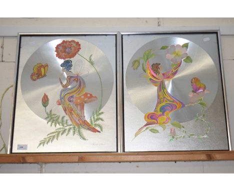 Michelle Emblem, two abstract prints, Butterfly Ladies