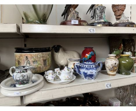 A collection of mixed ceramics including Carlton Ware baby's plate, Royal Doulton Cappers planter, Poole vase, large ceramic 