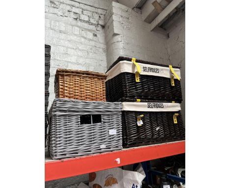 Two Selfridges wicker hamper baskets 