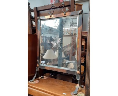 An Arts &amp; Crafts copper and etched glass firescreen. 