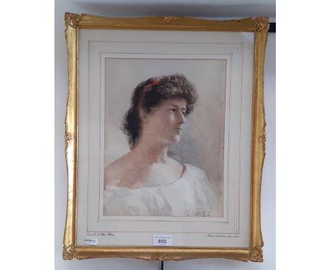 Robert Sanderson (British, late 19th/early 20th century), 'Girl in a White Blouse', watercolour portrait, 24cm x 31.5cm, fram
