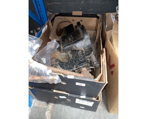Two boxes of tools and a large vice. 