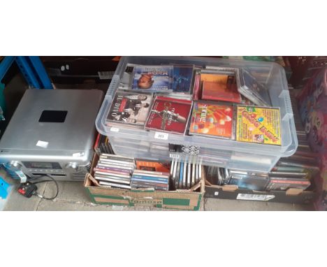 3 boxes of various CDs and a CD / record player. 