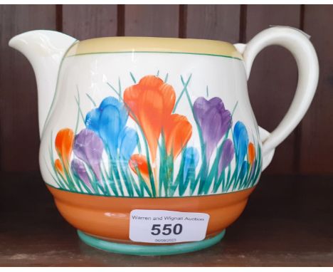 Clarice Cliff jug - height appx 12cm, width 18cm (spout to handle)