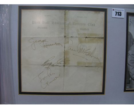 The Beatles: A Set of Autographs Circa 1964, signed Paul McCartney, John Lennon, George Harrison and Ringo Starr in black ink