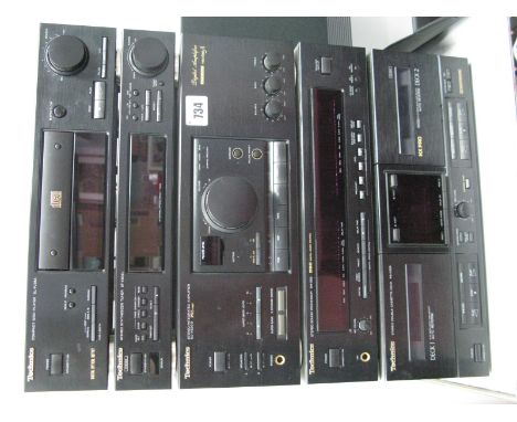 A Technics Five Section Stack System, comprising SU-X520D amplifier, SH-E85 sound processor, ST-X520D tuner etc. (untested - 