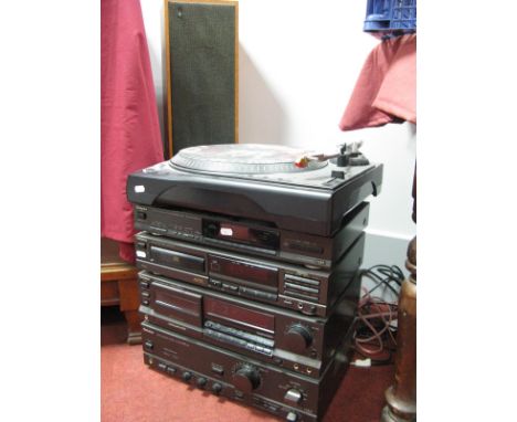 Audio - A Four Piece Technics Hi-Fi unit comprising SU-V470 amplifier, SL-P277A CD player, ST-G470L tuner etc; a Numark TT155