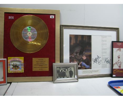 The Beatles 'Magical Mystery Tour' - framed 'gold effect' disc and CD with ltd edition plaque 44/500, 50 x 39.5cm, Erasure fr