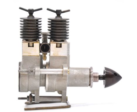 Richard Gron twin aero model aircraft engine, 2.5cc diesel, Czech Republic