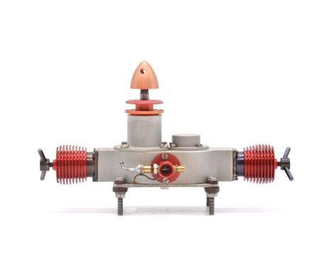 Richard Gron aero model aircraft engine, 2.5cc diesel geared twin, Czech Republic