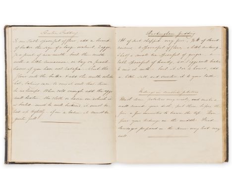Cookery.- [Collection of recipes], manuscript, c.330pp. excluding blanks, 3pp. of index, in a variety of hands, 2 printed rec