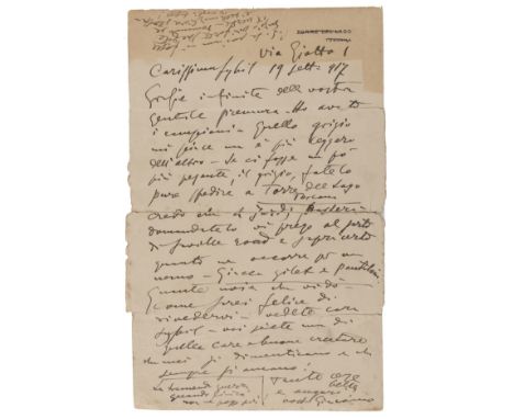 Puccini (Giacomo, composer, 1858-1924) Autograph Letter signed ('Giacomo') to Sybil Seligman in Bournemouth, in Italian, 1½ p